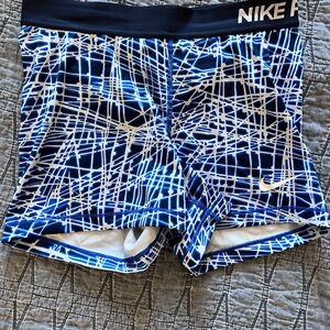 Nike Pro Blue and White Patterned Shorts